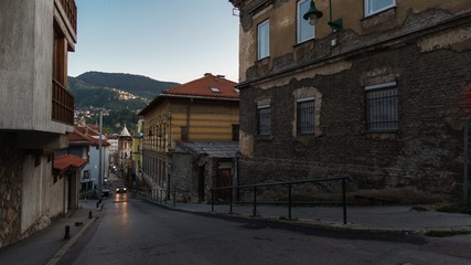 Fototapeta premium Old Town's Old Town In the Evening Twilight in Sarajevo