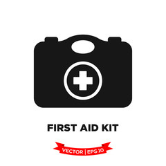 first aid box vector icon, medical kit icon