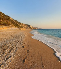 Sunset at a virgin beach in Greece