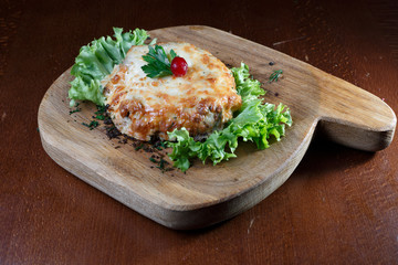 fried fish with rice and vegetables