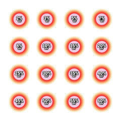 Vector sale percent labels set