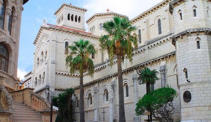 Fototapeta na wymiar Side facade of Saint Nicholas Cathedral, Monaco