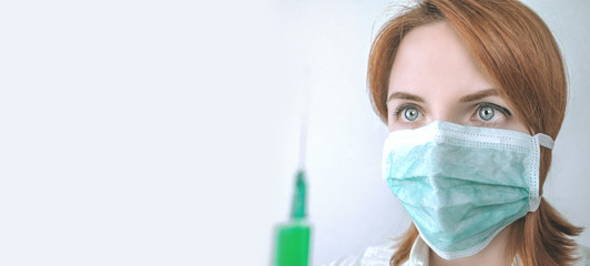 vaccination against the disease. doctor with a vaccine
