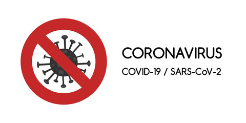 Inscription Coronavirus (COVID-19 / SARS-CoV-2) on white background. Banner. Global epidemic. Vector illustration