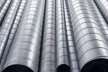 Steel pipes for ventilation system. Ventilation ducts components Construction equipment.