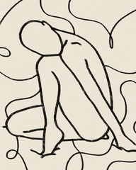 line art woman figurative abstract art hand drawn drawing