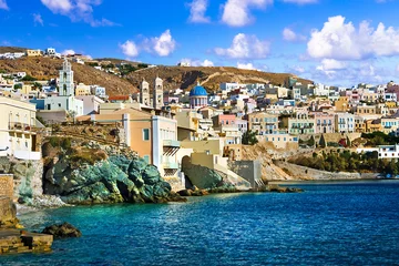 Foto auf Leinwand The city Ermoupoli - beautiful capital of Cyclades. Syros island. Greece © Freesurf