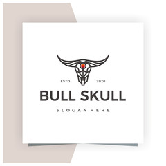 Bull Skull Line Outline Monoline Logo Design Inspiration Vector Stock - Premium Vector