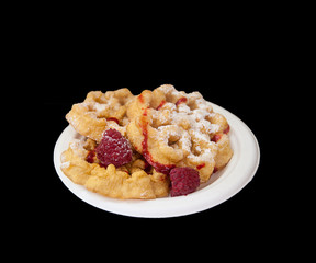 Funnel cake with raspberries