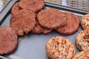 Beefburgers and chicken burgers for the Barbeque