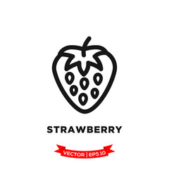 strawberry icon in trendy flat design