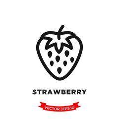 strawberry icon in trendy flat design