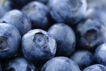 Close up of many fresh blue berry in a bowl .
