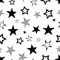 Seamless doodle hand drawn stars