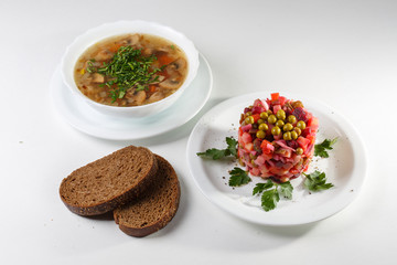 multi-course lunch offer on white plates