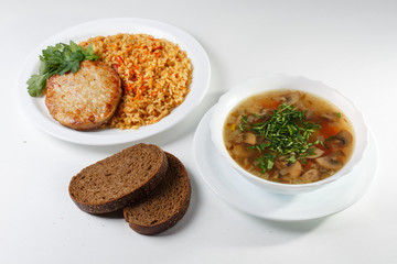 multi-course lunch offer on white plates