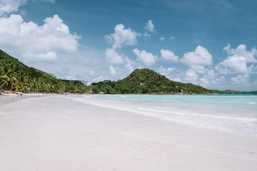 Stunning tropical beach at Seychelles, giant granit rocks on the beachs, Praslin Island Seychelles...