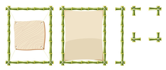 Jungle kit to create designs. Included bamboo and leather. Vector cartoon illustration