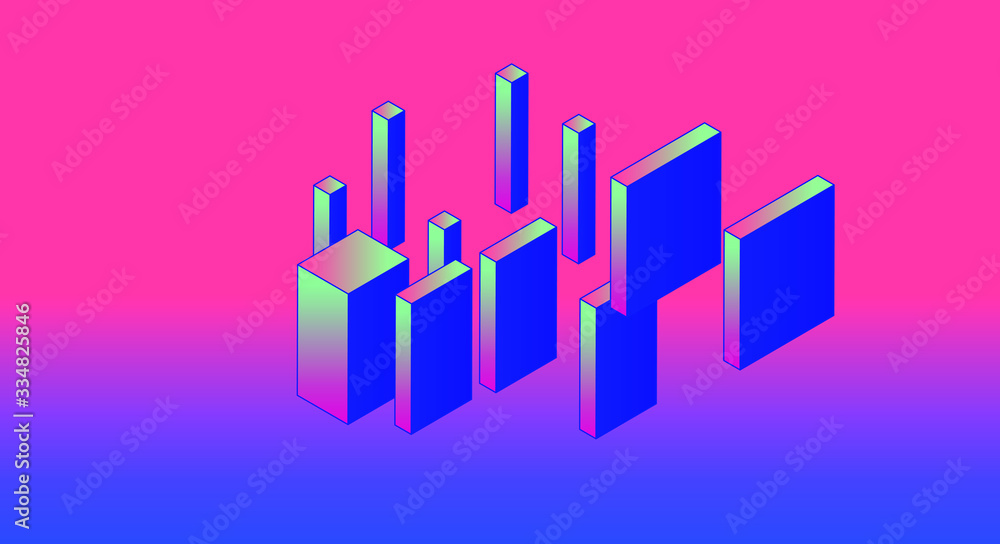 Fototapete 3d graphs, charts, histograms and plots for ui and ux design. big data and statistics concept.