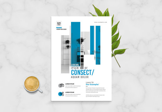 Creative Clean Business Flyer Layout with Cyan Accents