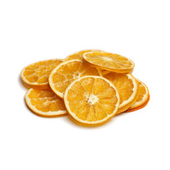 Dried slices of orange isolated on white background