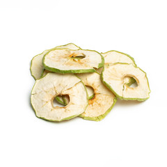 Dried apple slices isolated on white background