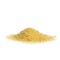 dried orange peel powder on a white background