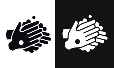 Hand washing covid-19 vector design black and white 