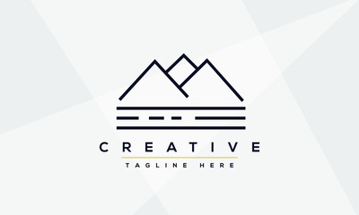Mountain logo design. Landscape nature hills road symbol icon template vector.