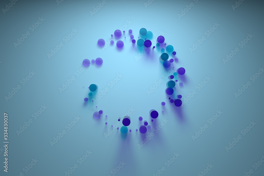 Poster 3d abstract figure made of glass. center frame composition. refraction glass material...