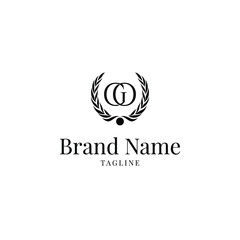 Letter GO wheat Logo Luxury Black on White background solid