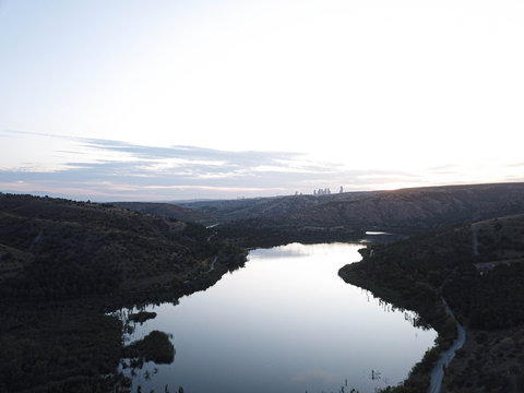 aerial lake shot with drone