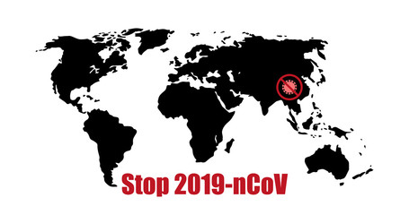 Coronavirus spread of infection on world map vector banner stop 2019-ncov
