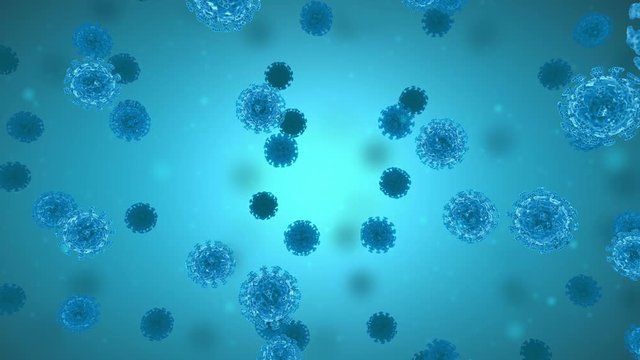 Realistic 3D animation of the  blue Coronavirus 2019-nCoV Wuhan. COVID-19