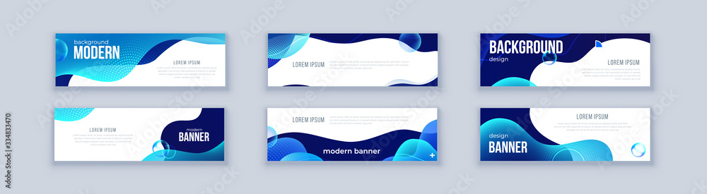 Wall mural liquid abstract banner design. fluid vector shaped background. modern graphic template banner patter