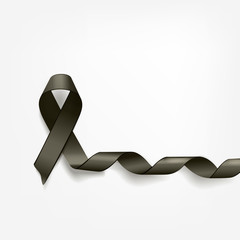 symbolic black ribbon on white background. Memory of the victims of Stalinism and Nazism Mourning and memory of events at the Virgin Polytechnic Institute Melanoma problem
