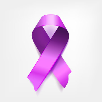  symbolic purple ribbon on white background. The Epilepsy Problem and Spirit Day, Alzheimer's disease memorial day
