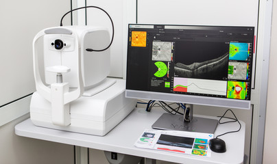 Instruments for diagnosing vision in an optometrist's office. Vision correction, selection of contact lenses