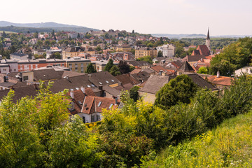 Fototapeta na wymiar View of the city of Melk, owner of its famous Benedictine abbey. Austria (Europe)