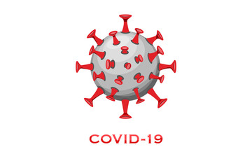 Coronavirus vector illustration icon logo COVID-19 SARS realistic 3D grey red with shadows for web infographics design concept isolation on white background 
