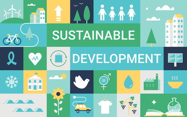 Sustainable Development Goals and Living Implementation. Concept Vector Illustration