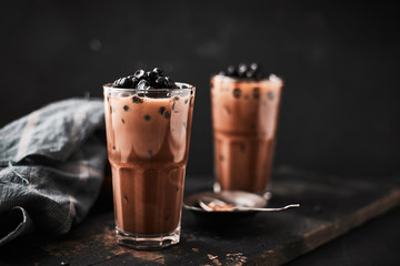 Milk Bubble Tea with Tapioca Pearls. .