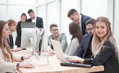 young business people work in a modern office
