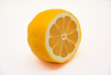  half a juicy lemon. White background