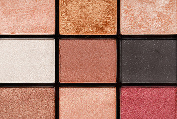 Palette of colorful eye shadows