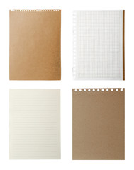 Fototapeta premium Set of different notebook papers on white background