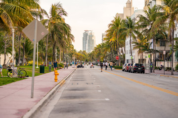 Fototapeta na wymiar Miami Beach void of Spring Break crowds Coronavirus Covid 19 pandemic quarantine