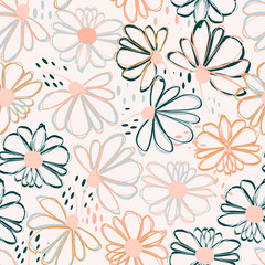 Seamless pattern with colorful pretty flowers. Floral design for beauty products, fashion prints, wallpaper, surface decoration  and more