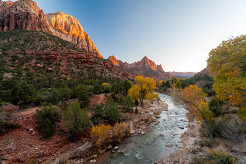 Autumn sunset over the Watchman, Zion National Park, Utah