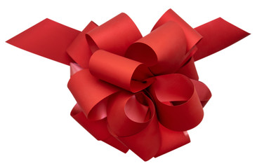 Big beautiful red bow for gift, gift wrapping, banner, advertisement, congratulation.